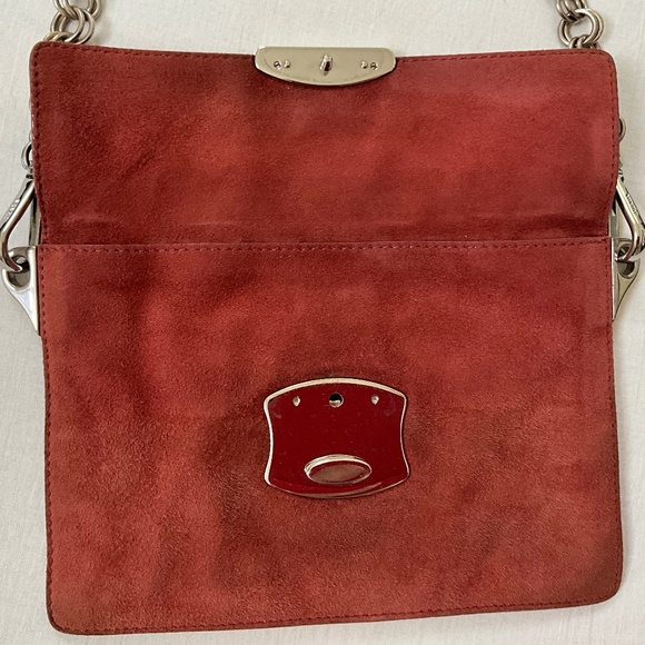 PRADA Vintage Camoscio Suede Metal Sound Bag Red - Picture 3 of 14